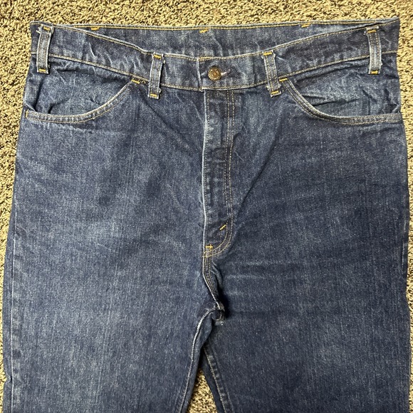 Vintage 70's Levi's 646 Orange Tab Bellbottom Flare Faded Denim Jeans Size 36x30 - Picture 2 of 11